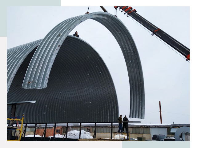 Полукруглые ангары в Алапаевске